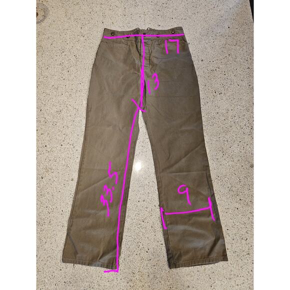 Classic Oldwest Styles Kahki Canvas Button Fly Buckle Back Pants Size 36 X 33.5 - Picture 3 of 9